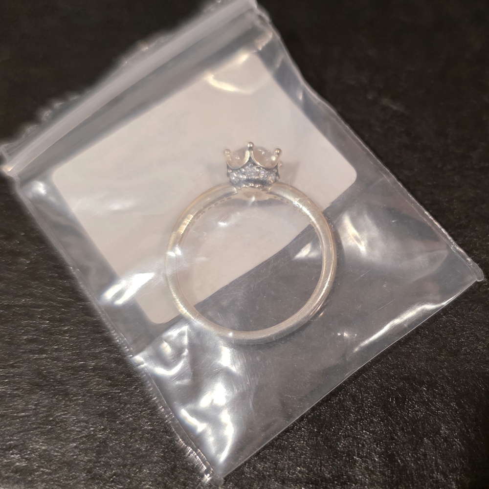 Pandora Clear Sparkling Crown Solitaire Ring, Sterling Silver - Picture 8 of 10
